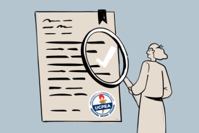 illustration of person using a cartoonishly large magnifying glass to read through a contract