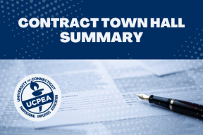 Contract Town Hall Summary thumbnail showing a pen, papers, and UCPEA logo